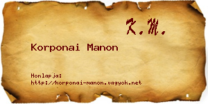 Korponai Manon névjegykártya